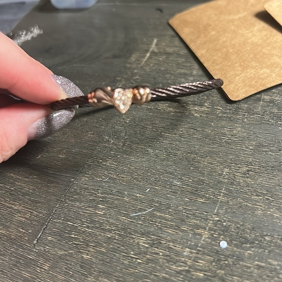 Elegant Chocolate Brown and Rose Gold Cable Bracelet - Picture 3 of 3